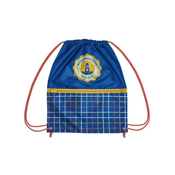 Custom Recycled Zipper Drawstring Bag with Custom PMS Strings