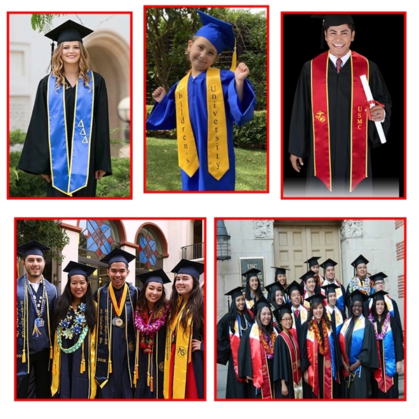 Honorary Graduation Stole Sewn Trim - Embroidery 60" - Honorary Graduation Stole Sewn Trim - Embroidery 60" - Image 1 of 2