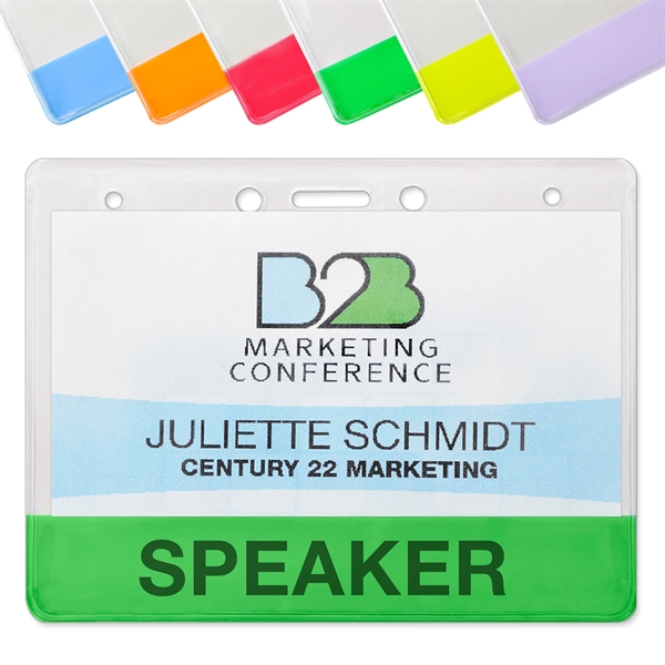 Horizontal Vinyl Badge Holders with Translucent Color Bar - Horizontal Vinyl Badge Holders with Translucent Color Bar - Image 0 of 7