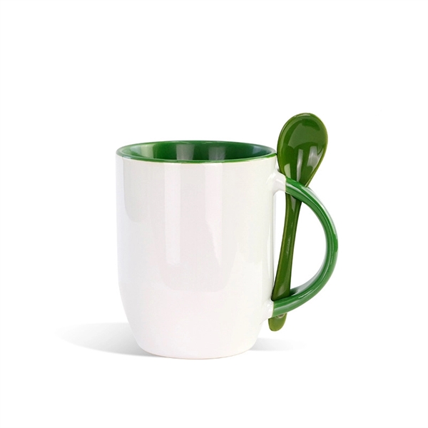 Two-Tone Ceramic Coffee Mugs With Spoon - Two-Tone Ceramic Coffee Mugs With Spoon - Image 2 of 6