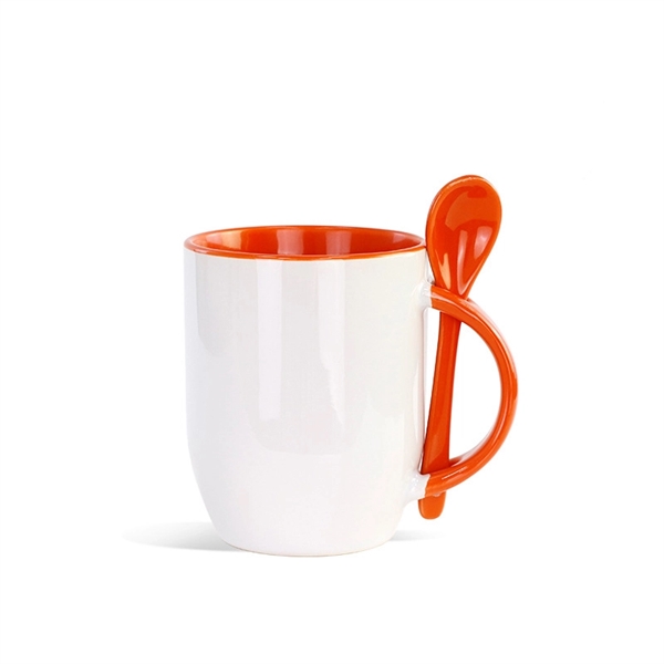 Two-Tone Ceramic Coffee Mugs With Spoon - Two-Tone Ceramic Coffee Mugs With Spoon - Image 3 of 6