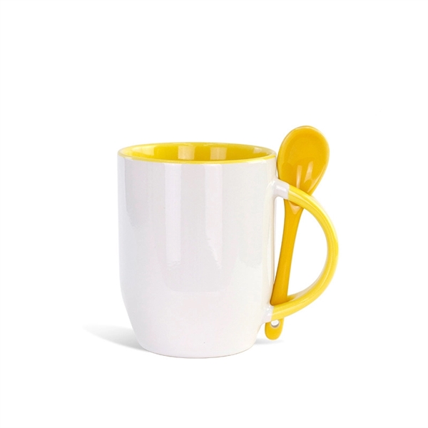 Two-Tone Ceramic Coffee Mugs With Spoon - Two-Tone Ceramic Coffee Mugs With Spoon - Image 5 of 6