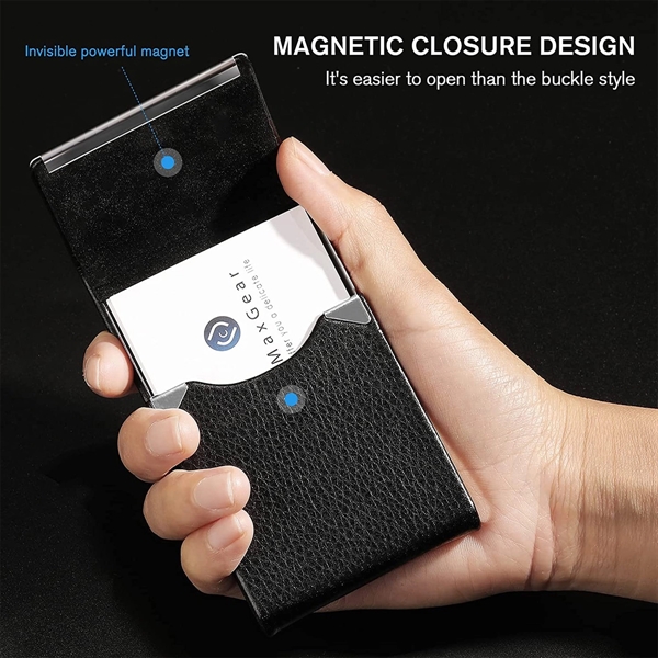 Custom Logo Pocket Slim PU Leather Business Card Holders - Custom Logo Pocket Slim PU Leather Business Card Holders - Image 2 of 5