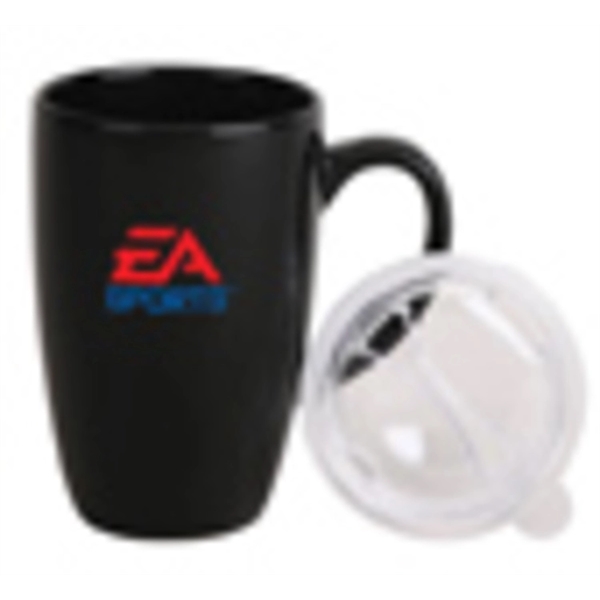 12 oz. Ceramic Mug with Clear Lid - 12 oz. Ceramic Mug with Clear Lid - Image 0 of 3