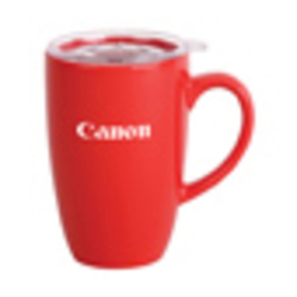 12 oz. Ceramic Mug with Clear Lid - 12 oz. Ceramic Mug with Clear Lid - Image 1 of 3