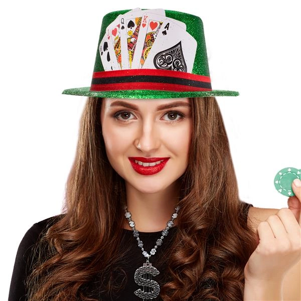 Green Glitter Casino Top Hat - Green Glitter Casino Top Hat - Image 0 of 2
