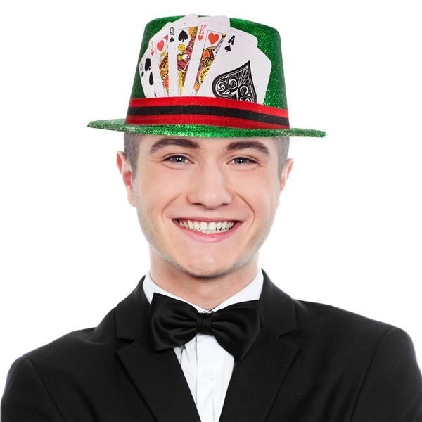 Green Glitter Casino Top Hat - Green Glitter Casino Top Hat - Image 1 of 2