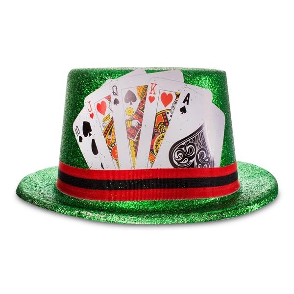 Green Glitter Casino Top Hat - Green Glitter Casino Top Hat - Image 2 of 2