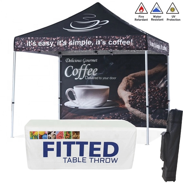 10' Custom Printed Pop up Tent Kit with Table Throw - 10' Custom Printed Pop up Tent Kit with Table Throw - Image 0 of 3