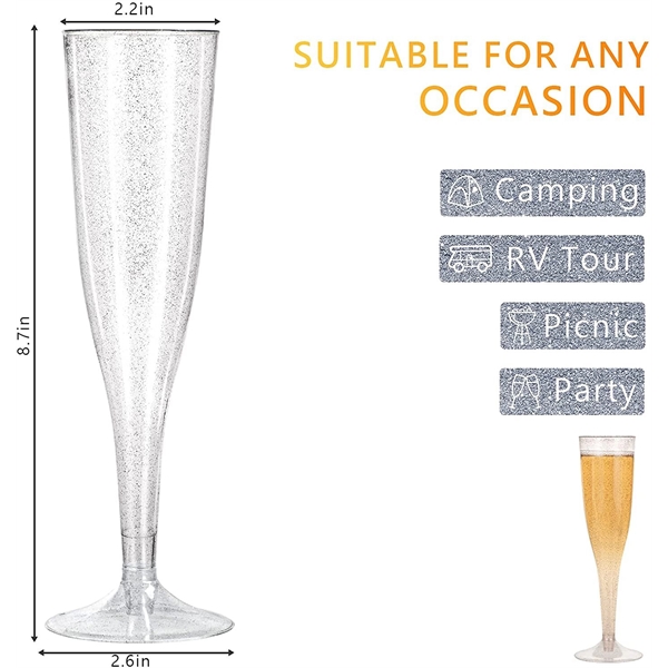 4.5Oz Plastic Champagne Flutes Disposable - 4.5Oz Plastic Champagne Flutes Disposable - Image 5 of 6
