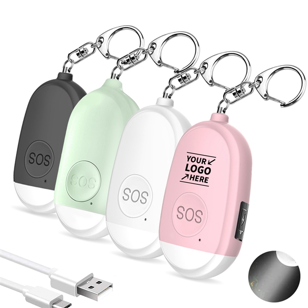 USB Safety Alarm Keychain with LED Light - USB Safety Alarm Keychain with LED Light - Image 0 of 1