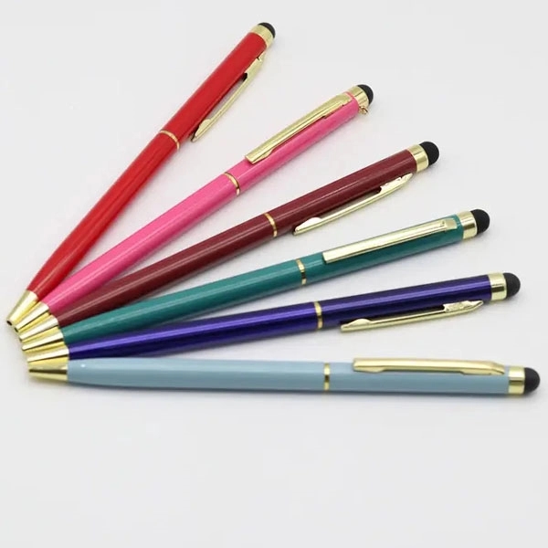 Gold Trim Slim Metal Twist Ballpoint Stylus Pen - Gold Trim Slim Metal Twist Ballpoint Stylus Pen - Image 5 of 7