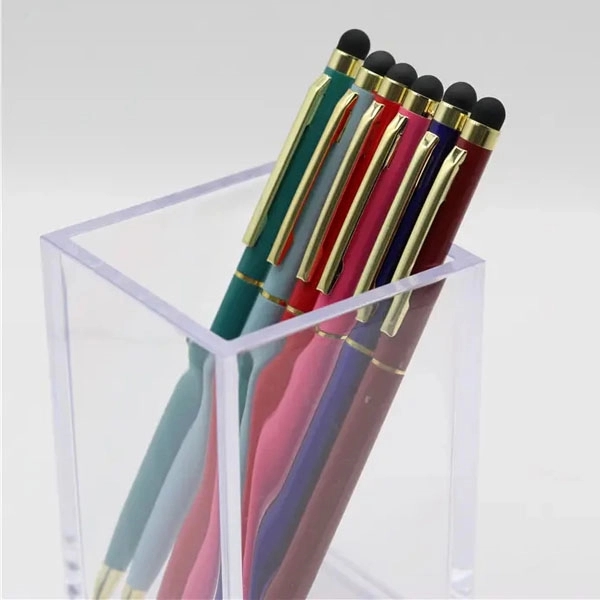 Gold Trim Slim Metal Twist Ballpoint Stylus Pen - Gold Trim Slim Metal Twist Ballpoint Stylus Pen - Image 2 of 7