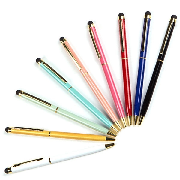 Gold Trim Slim Metal Twist Ballpoint Stylus Pen - Gold Trim Slim Metal Twist Ballpoint Stylus Pen - Image 3 of 7