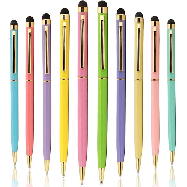 Gold Trim Slim Metal Twist Ballpoint Stylus Pen - Gold Trim Slim Metal Twist Ballpoint Stylus Pen - Image 4 of 7