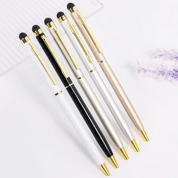 Gold Trim Slim Metal Twist Ballpoint Stylus Pen - Gold Trim Slim Metal Twist Ballpoint Stylus Pen - Image 7 of 7