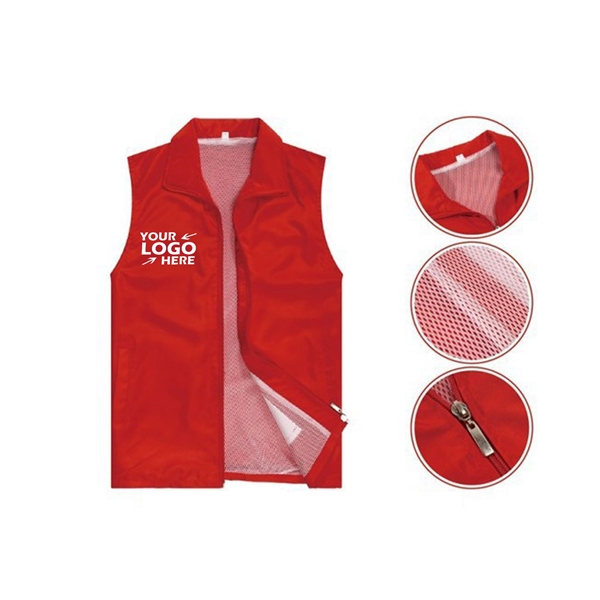 Cotton V Neckline Zipper Advertising Vest - Cotton V Neckline Zipper Advertising Vest - Image 0 of 3