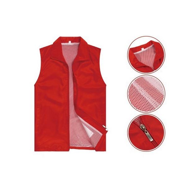 Cotton V Neckline Zipper Advertising Vest - Cotton V Neckline Zipper Advertising Vest - Image 1 of 3