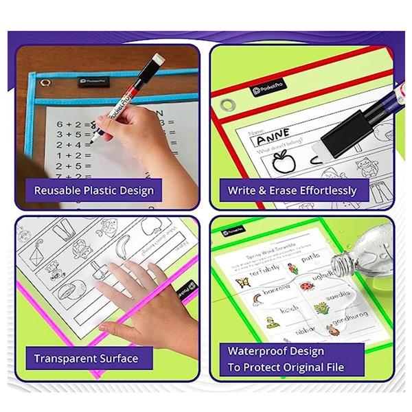 Dry Erase Pocket Sleeves With Pens - Dry Erase Pocket Sleeves With Pens - Image 2 of 2