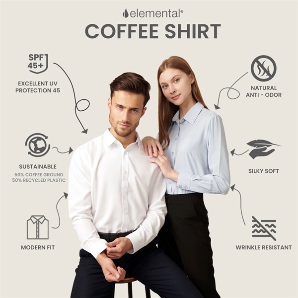 Elemental Coffee Shirts-Button Down Sustainable-Women - Elemental Coffee Shirts-Button Down Sustainable-Women - Image 1 of 15