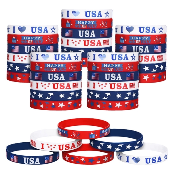 4th of July American Flag Silicone Bracelet - 4th of July American Flag Silicone Bracelet - Image 0 of 3