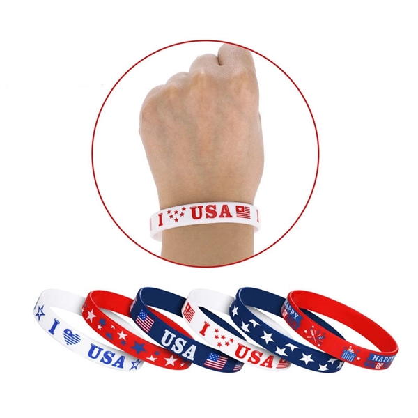 4th of July American Flag Silicone Bracelet - 4th of July American Flag Silicone Bracelet - Image 2 of 3