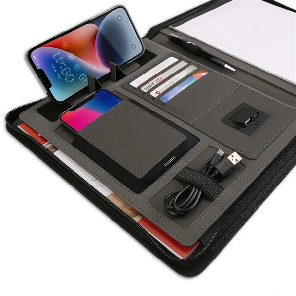 Business Padfolio W/ 5000mah Power Bank And Wireless Charger - Business Padfolio W/ 5000mah Power Bank And Wireless Charger - Image 1 of 4