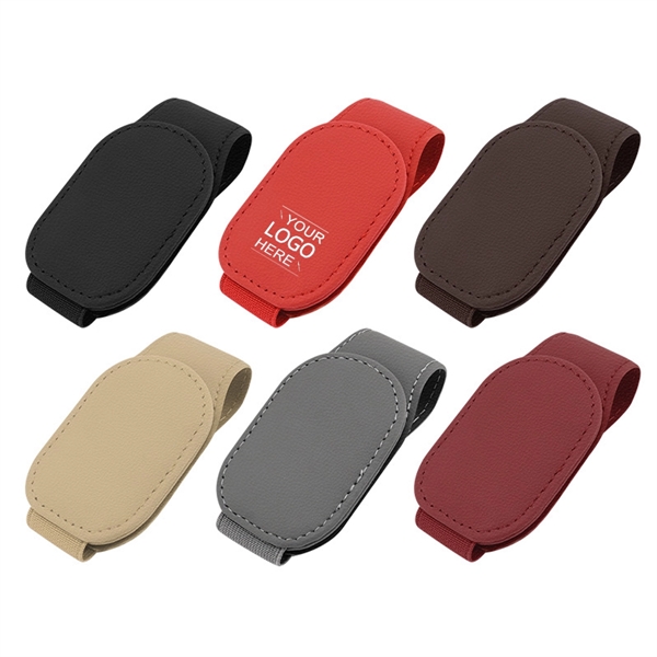 Magnetic PU Leather Car Sunglass Holder - Magnetic PU Leather Car Sunglass Holder - Image 0 of 3