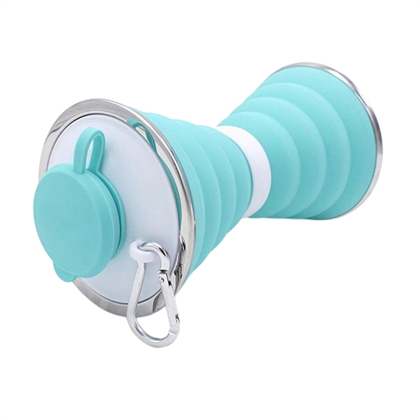 500 ML Silicone Collapsible Water Bottle With Carabiner - 500 ML Silicone Collapsible Water Bottle With Carabiner - Image 10 of 12