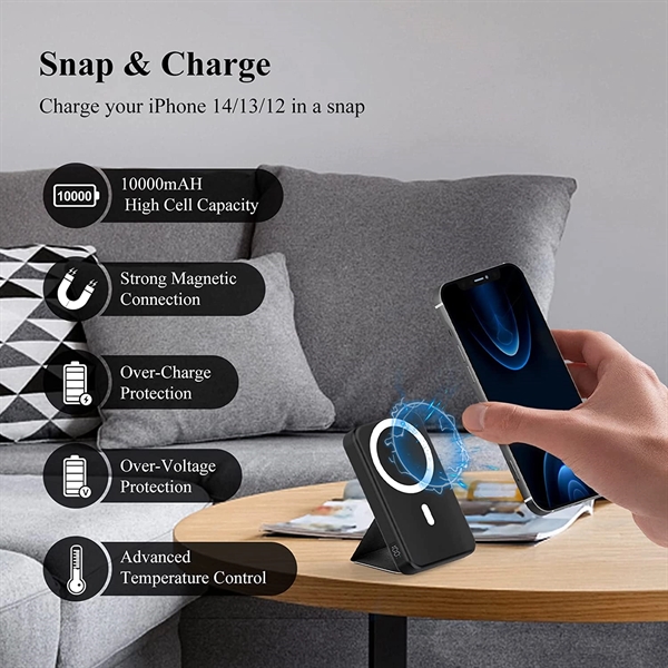 Portable Magnetic Wireless Charger Bank - Portable Magnetic Wireless Charger Bank - Image 1 of 7