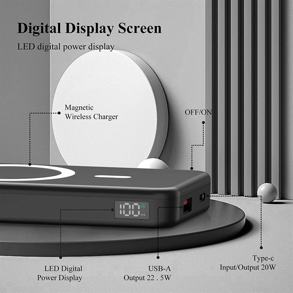 Portable Magnetic Wireless Charger Bank - Portable Magnetic Wireless Charger Bank - Image 3 of 7