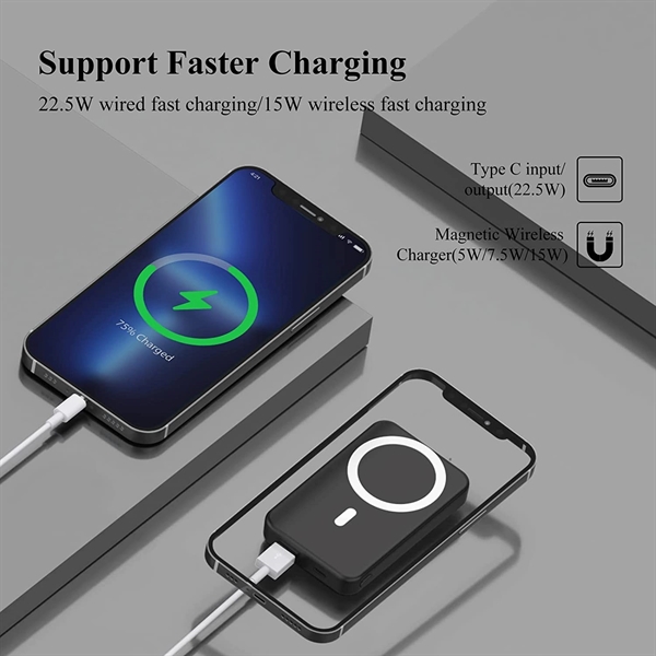 Portable Magnetic Wireless Charger Bank - Portable Magnetic Wireless Charger Bank - Image 6 of 7