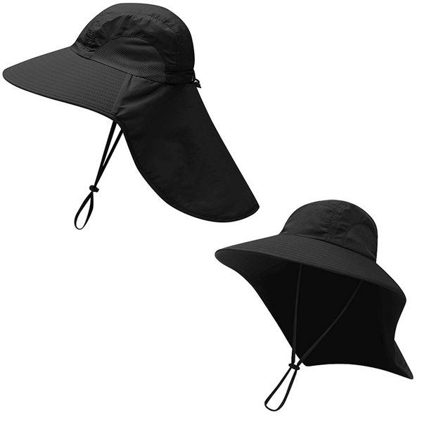 Hiking Wide Brim Sun Hat W/ Neck Flap - Hiking Wide Brim Sun Hat W/ Neck Flap - Image 2 of 12