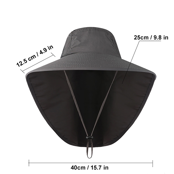 Hiking Wide Brim Sun Hat W/ Neck Flap - Hiking Wide Brim Sun Hat W/ Neck Flap - Image 4 of 12