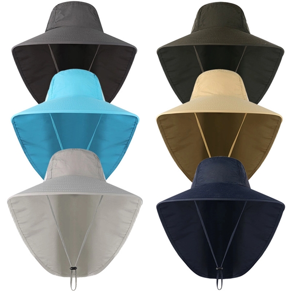 Hiking Wide Brim Sun Hat W/ Neck Flap - Hiking Wide Brim Sun Hat W/ Neck Flap - Image 5 of 12