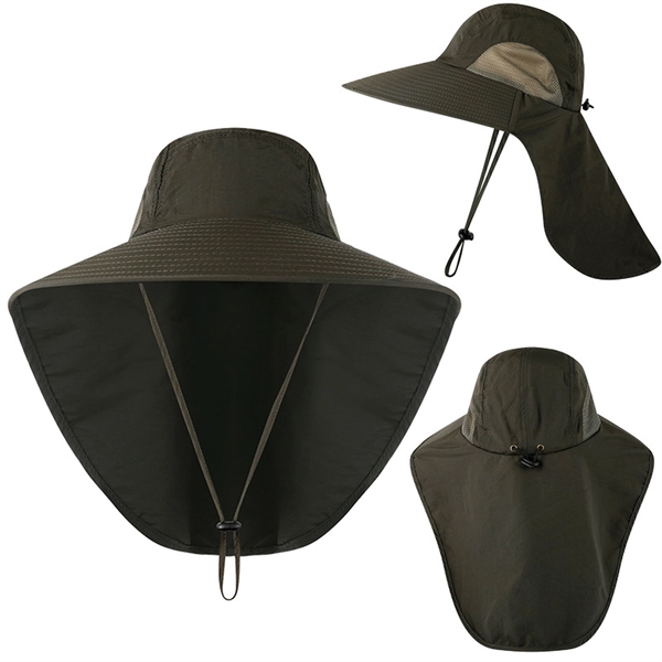 Hiking Wide Brim Sun Hat W/ Neck Flap - Hiking Wide Brim Sun Hat W/ Neck Flap - Image 6 of 12