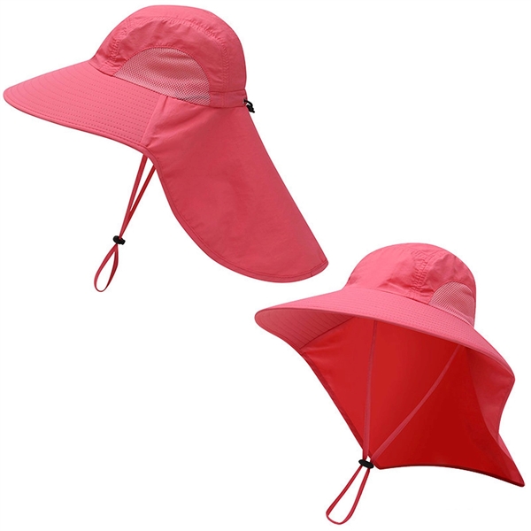 Hiking Wide Brim Sun Hat W/ Neck Flap - Hiking Wide Brim Sun Hat W/ Neck Flap - Image 9 of 12