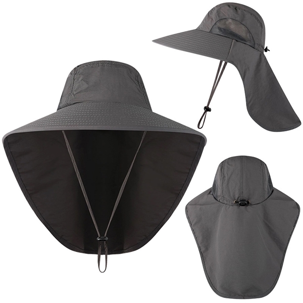 Hiking Wide Brim Sun Hat W/ Neck Flap - Hiking Wide Brim Sun Hat W/ Neck Flap - Image 10 of 12