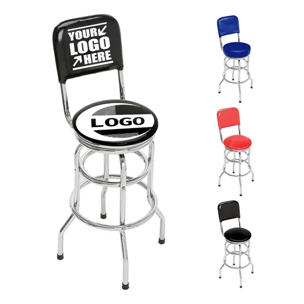 Custom Swivel Bar Stool With Chrome Plated Legs - Custom Swivel Bar Stool With Chrome Plated Legs - Image 2 of 2