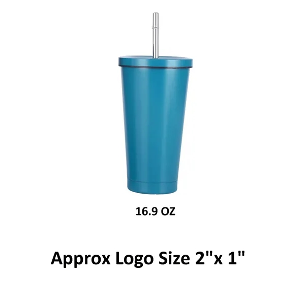 17 OZ Stainless Steel Tumbler Cup With Lid Straw - 17 OZ Stainless Steel Tumbler Cup With Lid Straw - Image 1 of 11