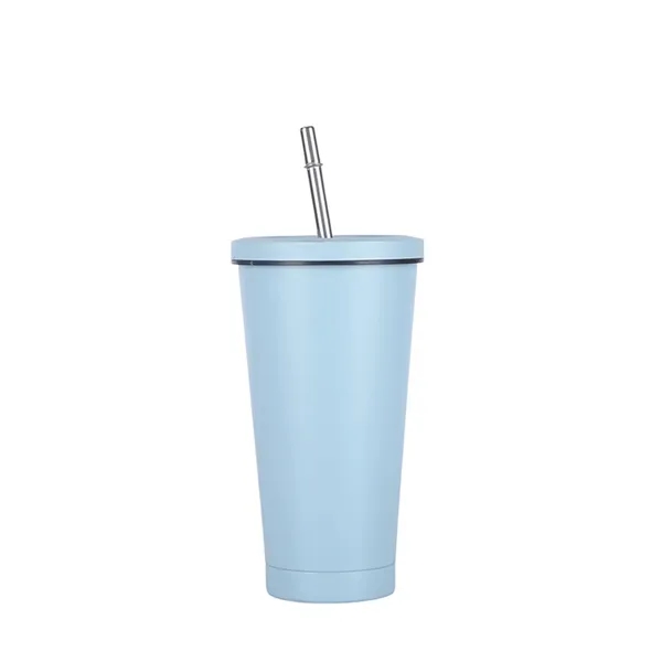 17 OZ Stainless Steel Tumbler Cup With Lid Straw - 17 OZ Stainless Steel Tumbler Cup With Lid Straw - Image 4 of 11