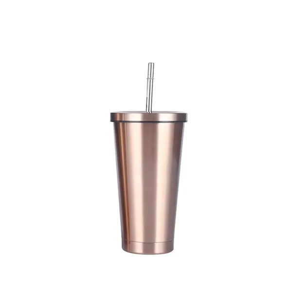 17 OZ Stainless Steel Tumbler Cup With Lid Straw - 17 OZ Stainless Steel Tumbler Cup With Lid Straw - Image 8 of 11