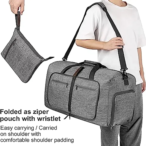 Foldable Travel Duffel Bag with Shoe Compartment - Foldable Travel Duffel Bag with Shoe Compartment - Image 3 of 9