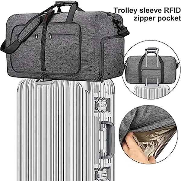 Foldable Travel Duffel Bag with Shoe Compartment - Foldable Travel Duffel Bag with Shoe Compartment - Image 4 of 9