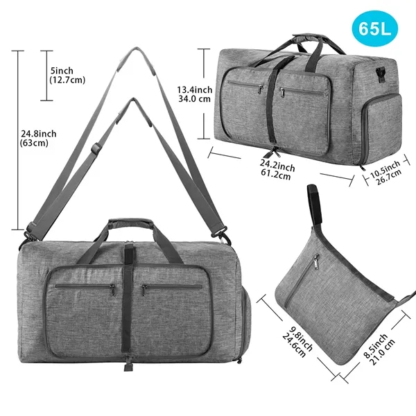 Foldable Travel Duffel Bag with Shoe Compartment - Foldable Travel Duffel Bag with Shoe Compartment - Image 6 of 9