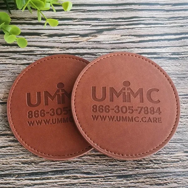 3 7/8" Leather Round Coaster - 3 7/8" Leather Round Coaster - Image 2 of 7