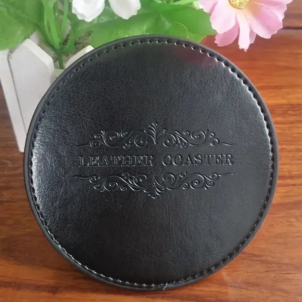 3 7/8" Leather Round Coaster - 3 7/8" Leather Round Coaster - Image 4 of 7