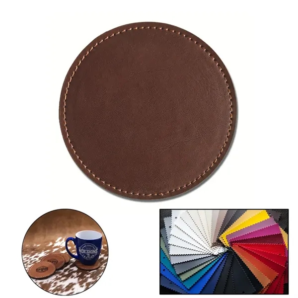 3 7/8" Leather Round Coaster - 3 7/8" Leather Round Coaster - Image 1 of 7