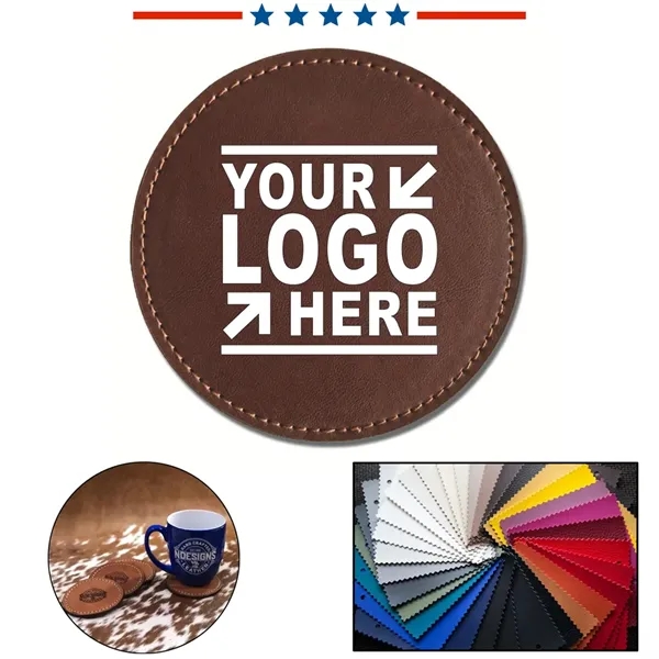 3 7/8" Leather Round Coaster - 3 7/8" Leather Round Coaster - Image 0 of 7