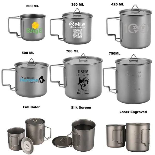 Titanium Cup With Lid Camping Coffee Mug Folding Handle - Titanium Cup With Lid Camping Coffee Mug Folding Handle - Image 0 of 15